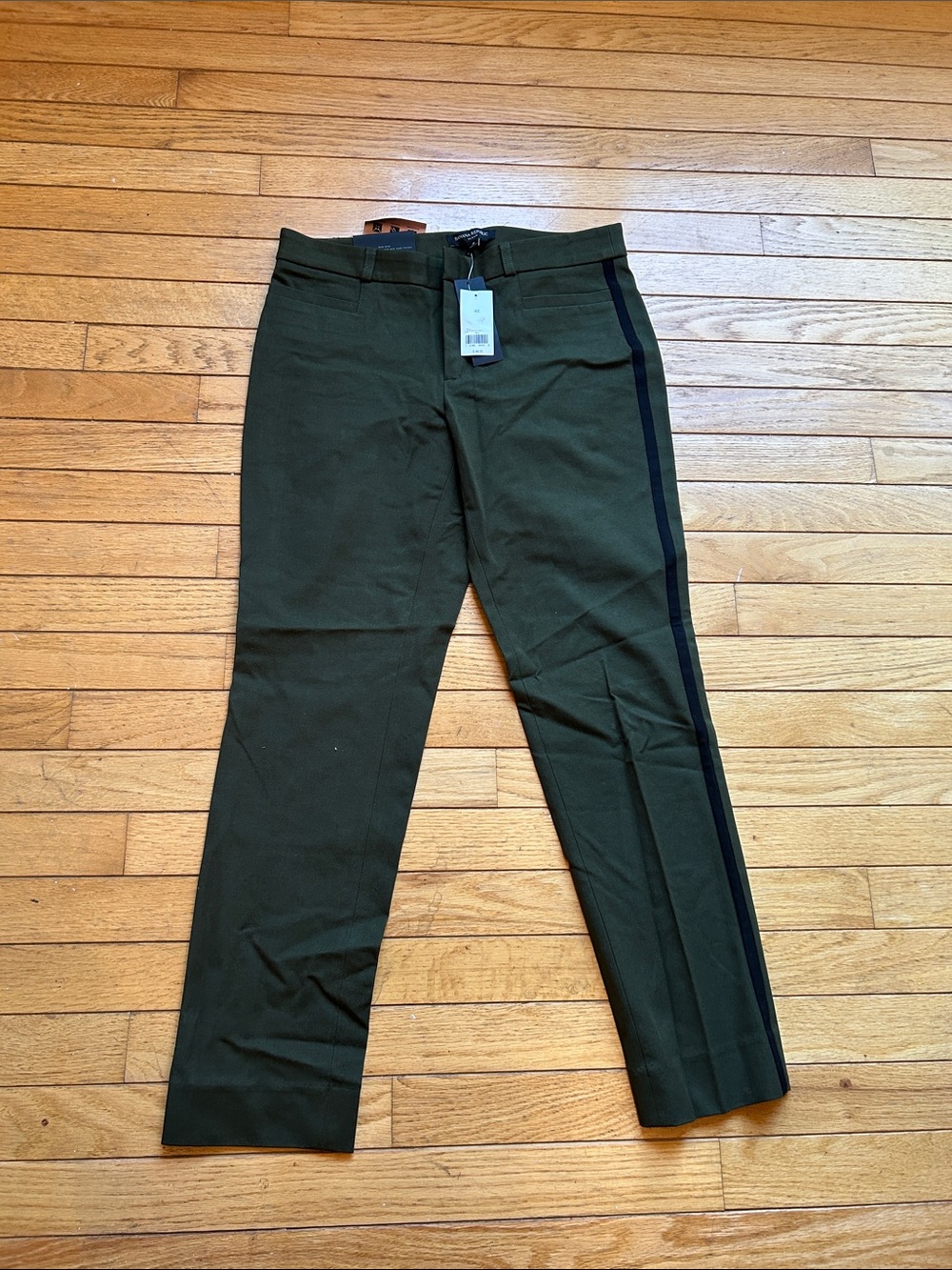 Banana Republic Olive Green Dress Pants with Black Stripe